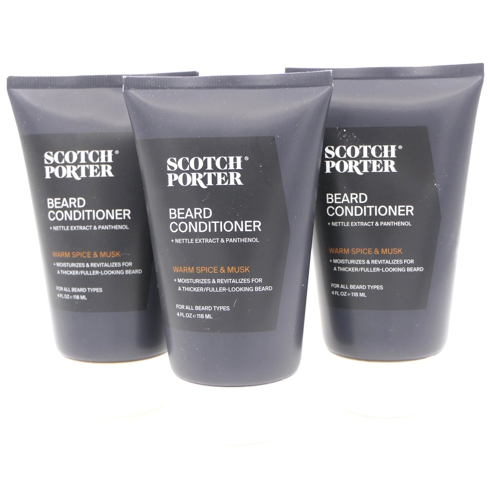 Scotch Porter Beard Conditioner Warm Spice & Musk 3 Pack 4 oz Ea Moisturizes